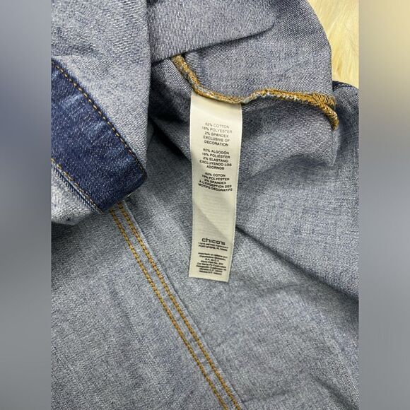 Chico’s studded shoulder snap button chambray shirt sz 3 (XL) - Picture 4 of 7